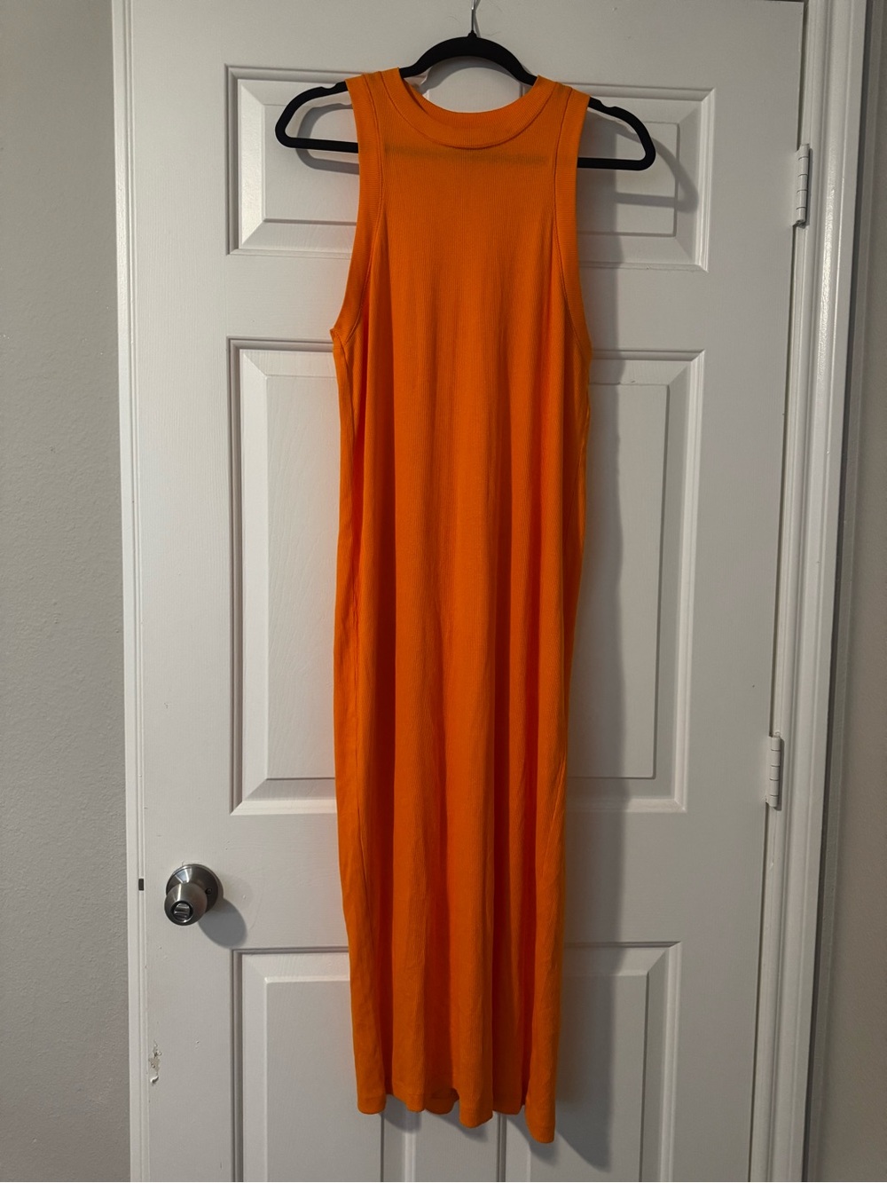 Zara Orange Sleeveless Ribbed Maxi Dress